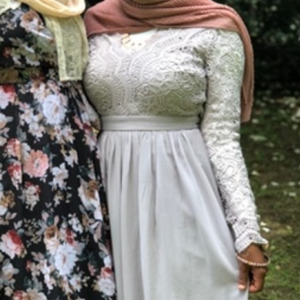 Long sleeve gray crochet maxi dress